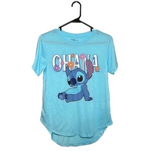 DISNEY Light Blue “Ohana” Floral Stitch T-Shirt